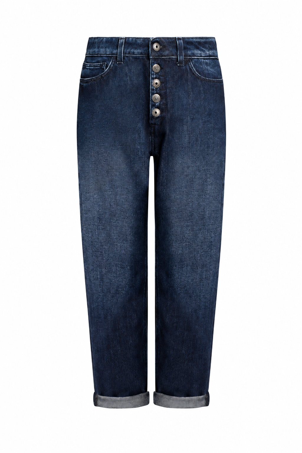 Jeans vista frontale con sfondo bianco