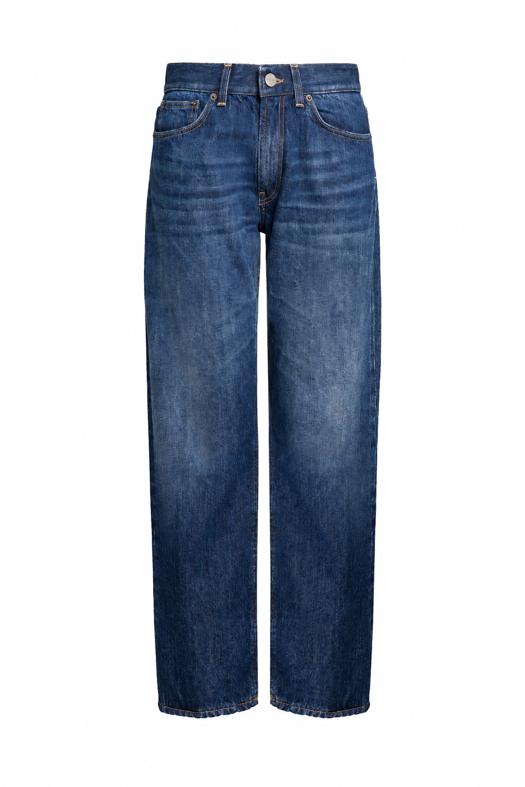 Jeans, vista frontale con sfondo bianco